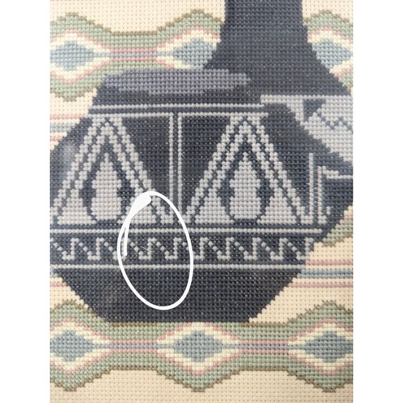 Vintage 90s Handmade Native American Indian Needlepoint Artwork Southwest Modern - Picture 5 of 7
